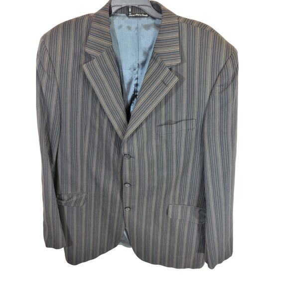 Jack Victor Prossimo Gray Striped 3-Button Formal Career Sport Coat Mens 44L - Picture 1 of 16